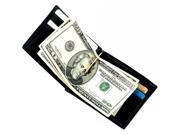 Mens Leather Wallet with Cash Clip Black