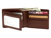 Mens Two Fold Top Grain Leather Wallet w Double ID Flap