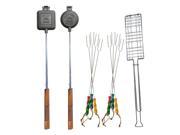 11 Pc Firepit Cookout Utensil Set Forks Pie Irons More