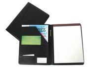 Black Leather Padfolio with ID Window Tan