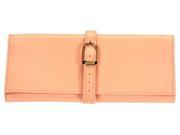 Nappa Leather Jewelry Roll in Carnation Pink with Suede Lining