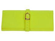 Nappa Leather Jewelry Roll in Key Lime Green with Suede Lining