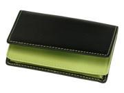 Bi Fold Business Card Case in Top Grain Leather Green