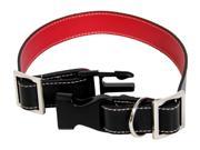 Adjustable Leather Dog Collar in Black Red w Thumb Release Buckle Small to Medium Small Medium