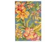 Blue Floral Wool Area Rug 5 ft. 3 in. x 8 ft. 3 in.