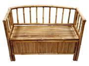 Bamboo Storage Bench with Arms and Hinged Seat in Natural