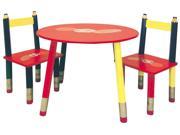 3 Pc Kids Colored Pencil Table Chairs Set