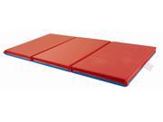 3 Fold 2 Sided Rest Mat in Red Blue w Plastic Name Tag Holder 1 in.