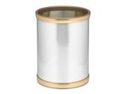 Mylar 10 in. Round Wastebasket in Brushed Chrome and Brass