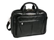 Leather Expandable Double Compartment Briefcase in Black
