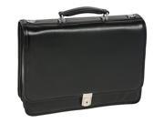 Triple Compartment Briefcase in Cashmere Napa Leather in Black