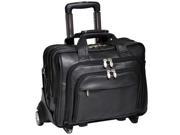 17 Inch Black Detachable Wheeled Laptop Case in Leather