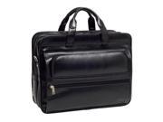 Cowhide Leather Double Compartment Laptop Case in Black
