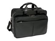 Leather Expandable Double Compartment Laptop Case in Black