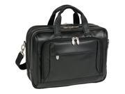 Expandable Double Compartment Briefcase in Black Leather
