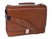 Briefcase in Leather w Organizer for Media Devices Brown