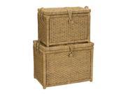 Large Seagrass Chest w Woven Button Set of 2