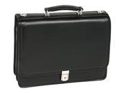 Black Leather Briefcase w Double Compartment