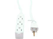 3 Outlet Grounded Office Cord Single; White