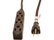 3 Outlet Grounded Office Cord ; Brown