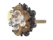 Knob Beaded Flower Black Amber Clear