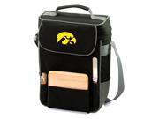 Duet Embroidered Wine and Cheese Tote in Black Grey University of Iowa Hawkeyes