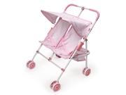 Badger Basket Double Umbrella Doll Stroller in Pink Gingham