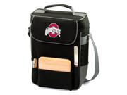 Duet Embroidered Wine and Cheese Tote in Black Grey Ohio State Buckeyes