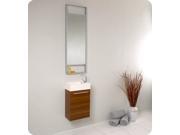 Pulito Small Modern Bathroom Vanity w Tall Mirror in Teak