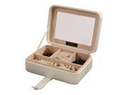 Mele Co. 0055330M Rio Faux Leather Glass Top Jewelry Box in Ivory