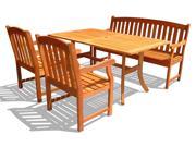 4 Pc Outdoor Rectangular Curvy Dining Set