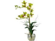 Dendrobium with Glass Vase Silk Flower Arrangement