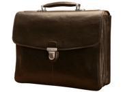 Bella Russo 17 in. Leather Laptop Double Gusset Briefcase Black