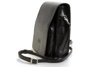 Firenze Vertical Flap Over Leather Carry All Bag in Black