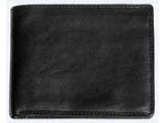 Prima Bi Fold Leather Wallet with Front I.D. Flap Black