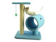 Cat Tree with Hanging Tunnel in Sky Blue