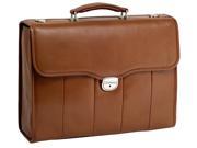 Stylish Flap Over Leather Briefcase Brown