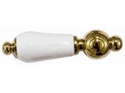 Bathroom Plain Porcelain Lever Handles in Polished Brass