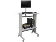 Standup Height Workstation with LCD Mount Gray Steel
