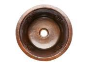 16 in. Round Copper Bar Sink w Gs and 2 in. Drain Size