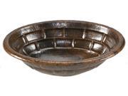 Oval Stacked Stone Self Rimming Hammered Copper Sink