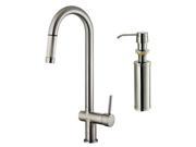 17 in. Kitchen Faucet w Soap Dispenser in Stainless Steel