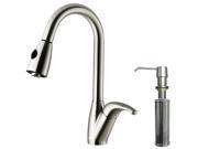 Kitchen Faucet w Dual Pull Out Spray Head in Stainless Steel