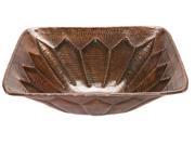 Square Feathered Hammered Copper Sink