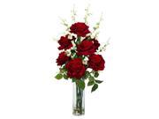 Roses w Cherry Blossoms Silk Flower Arrangement