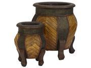 Decorative Rounded Wood Planters Set of 2