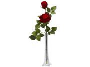 Roses w Tall Bud Vase Silk Flower Arrangement