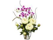 Peony and Orchid Silk Flower Arrangement