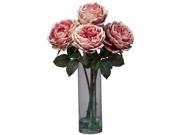 Fancy Rose w Cylinder Vase Silk Flower Arrangement