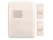 Wireless Battery Operated Door Chime Kit w 2 Push Buttons in Off White